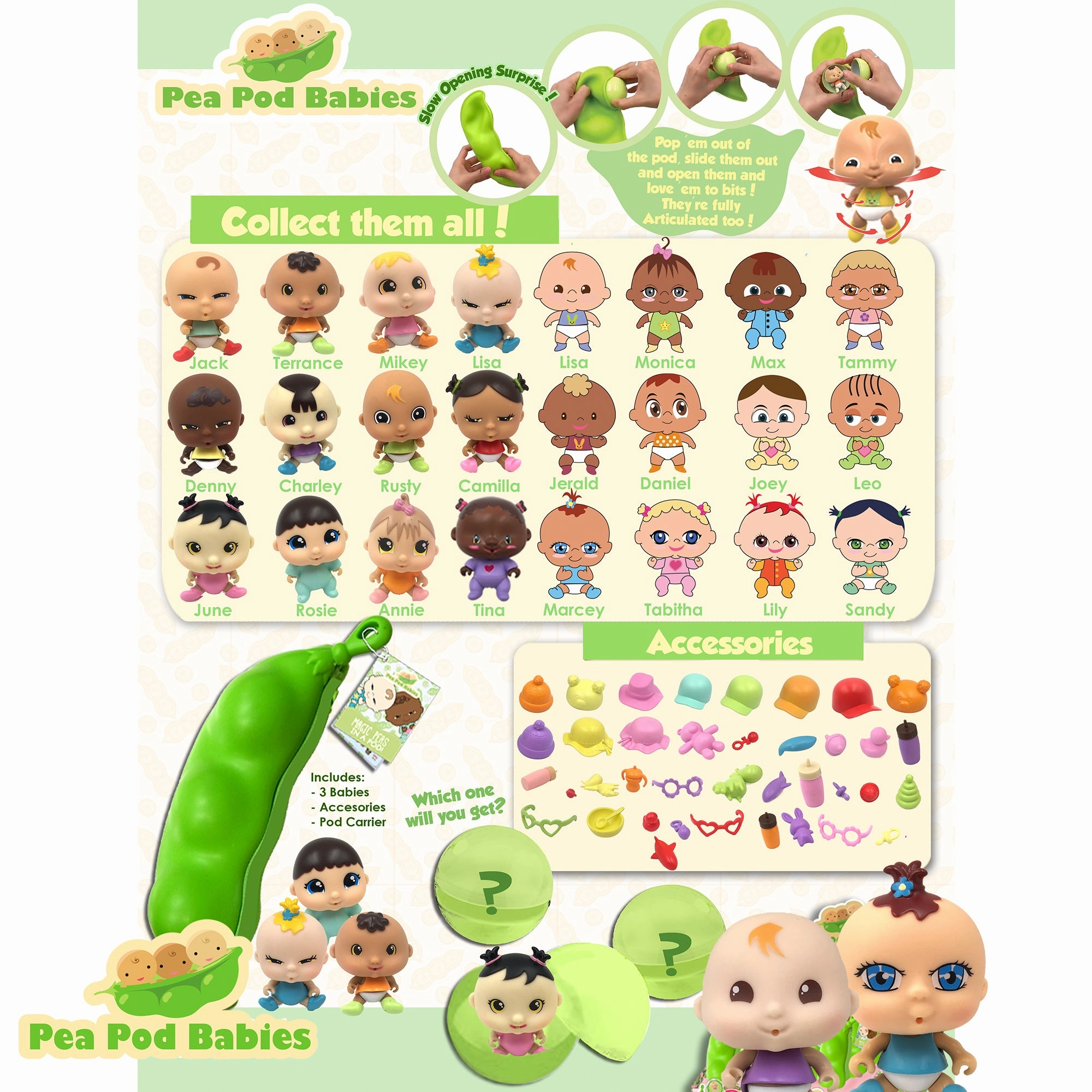 Pea Pod Babies Mystery Surprise 4pk - Mini Dolls & Accessories