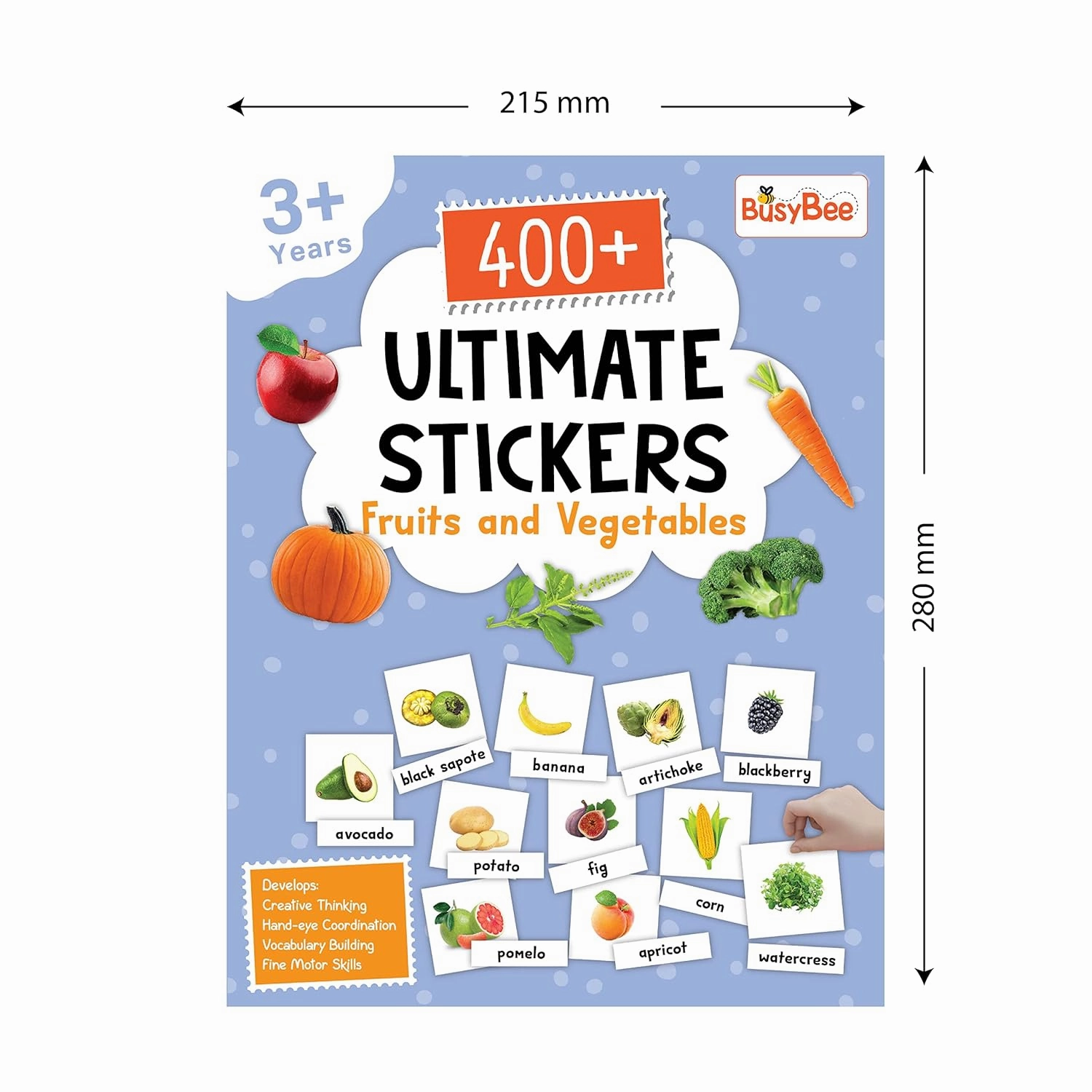 Pegasus 400  Ultimate Stickers Book - Fruits and Vegetables for 3  Years Kids