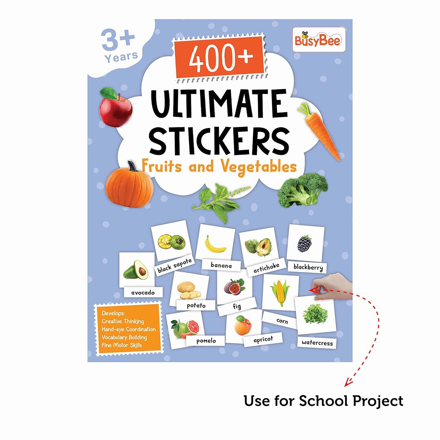 Pegasus 400  Ultimate Stickers Book - Fruits and Vegetables for 3  Years Kids