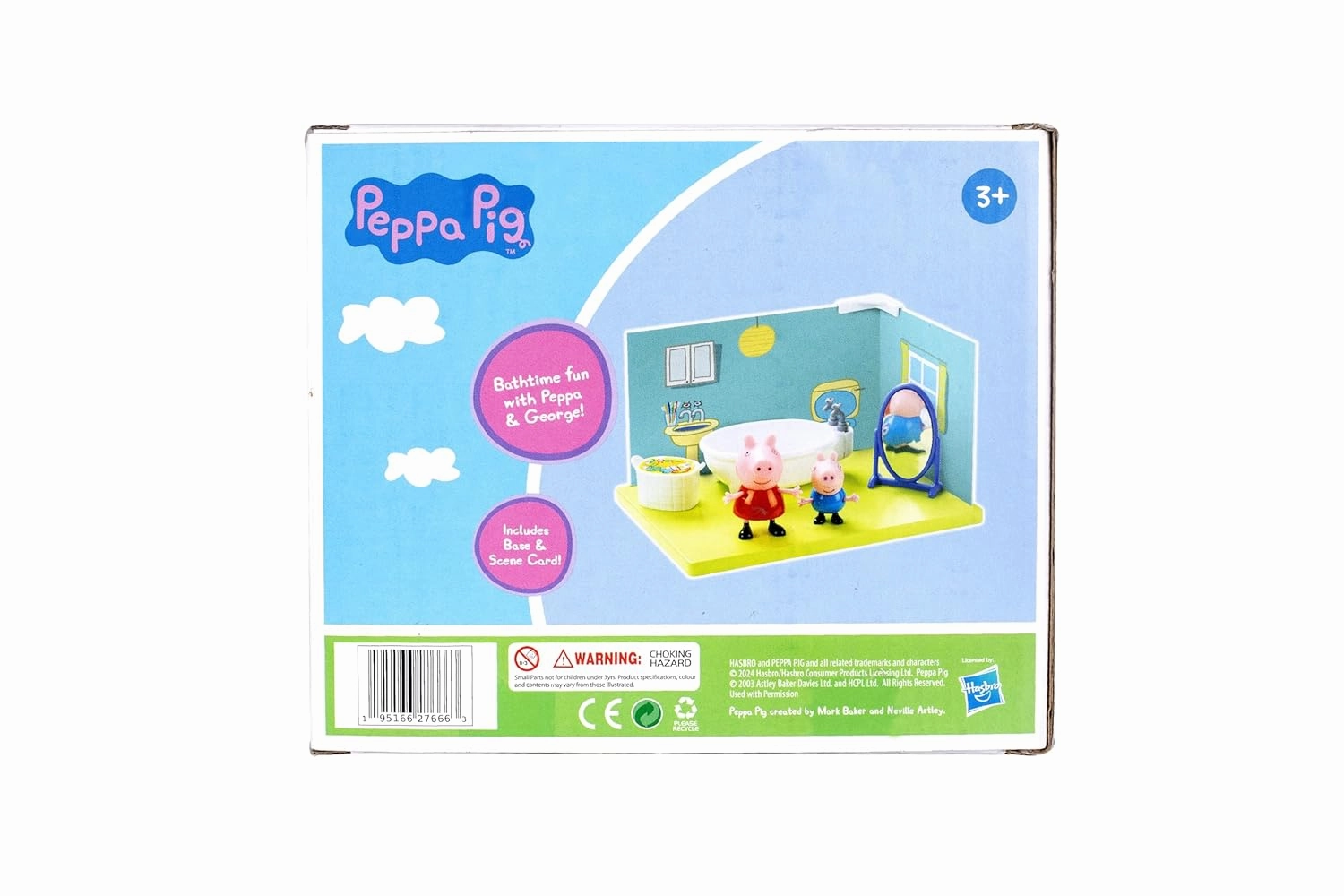 PEPPA PIG and George's Bathroom Themed Preschool Toy, Includes 2 poseable Figures, bathtime Accessories and Scene Cards, for Girls and Boys Ages 3 and Up
