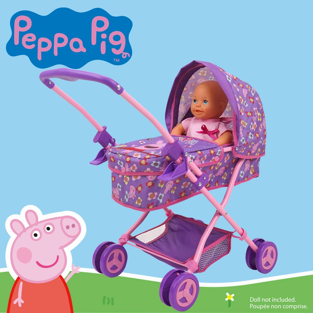 Peppa Pig Floral Fantasy Doll Pram with Retractable Canopy - Purple, Pink