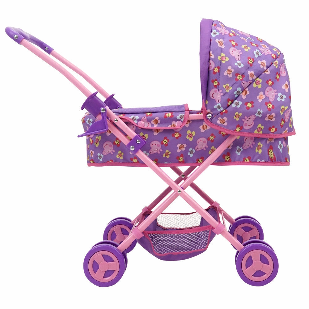 Peppa Pig Floral Fantasy Doll Pram with Retractable Canopy - Purple, Pink