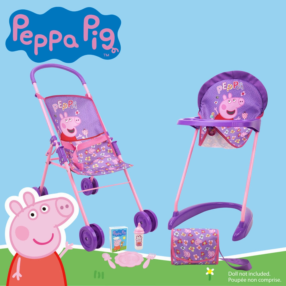 Peppa Pig Stroll N' Feed Playset - Floral Pink & Purple