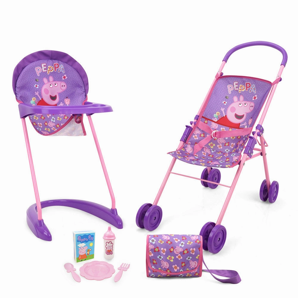 Peppa Pig Stroll N' Feed Playset - Floral Pink & Purple