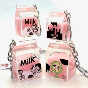 Pink Milk Carton Keyring