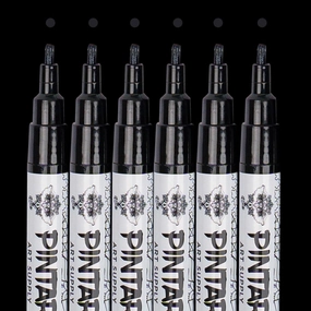 Pintar Acrylic Paint Markers Set - Fine Tip 1mm, Black, 6 Pack