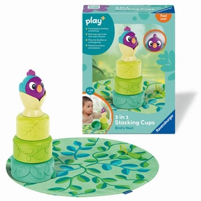 Play  Bird's Nest 3in1 Silcone Stacking Cups with Play Mat for Babies