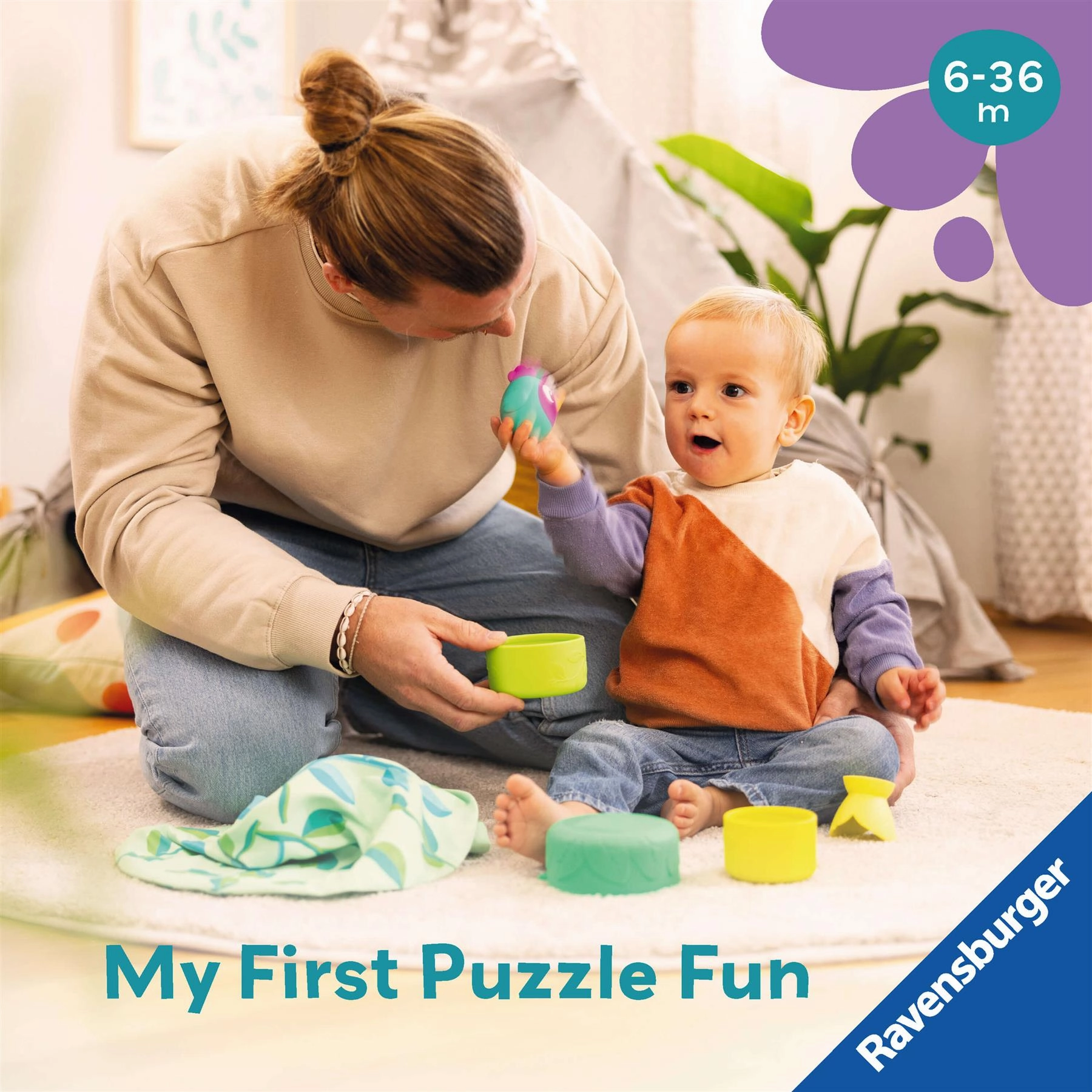 Play  Bird's Nest 3in1 Silcone Stacking Cups with Play Mat for Babies