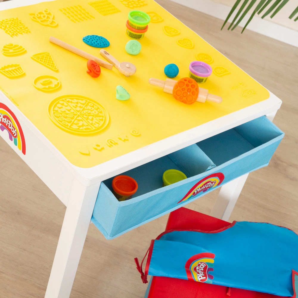 Play-Doh Creative Craft Table - Art Station, Wooden Desk & Ottoman Set