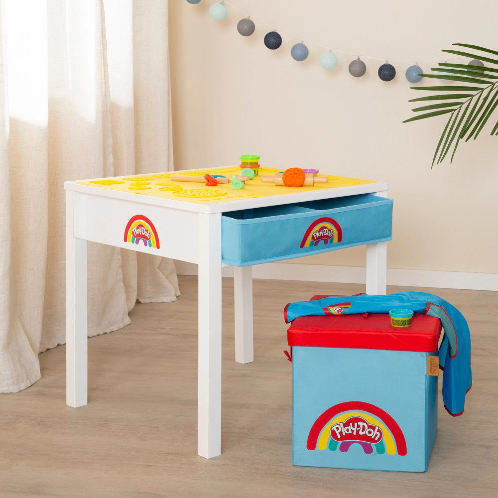 Play-Doh Creative Craft Table - Art Station, Wooden Desk & Ottoman Set