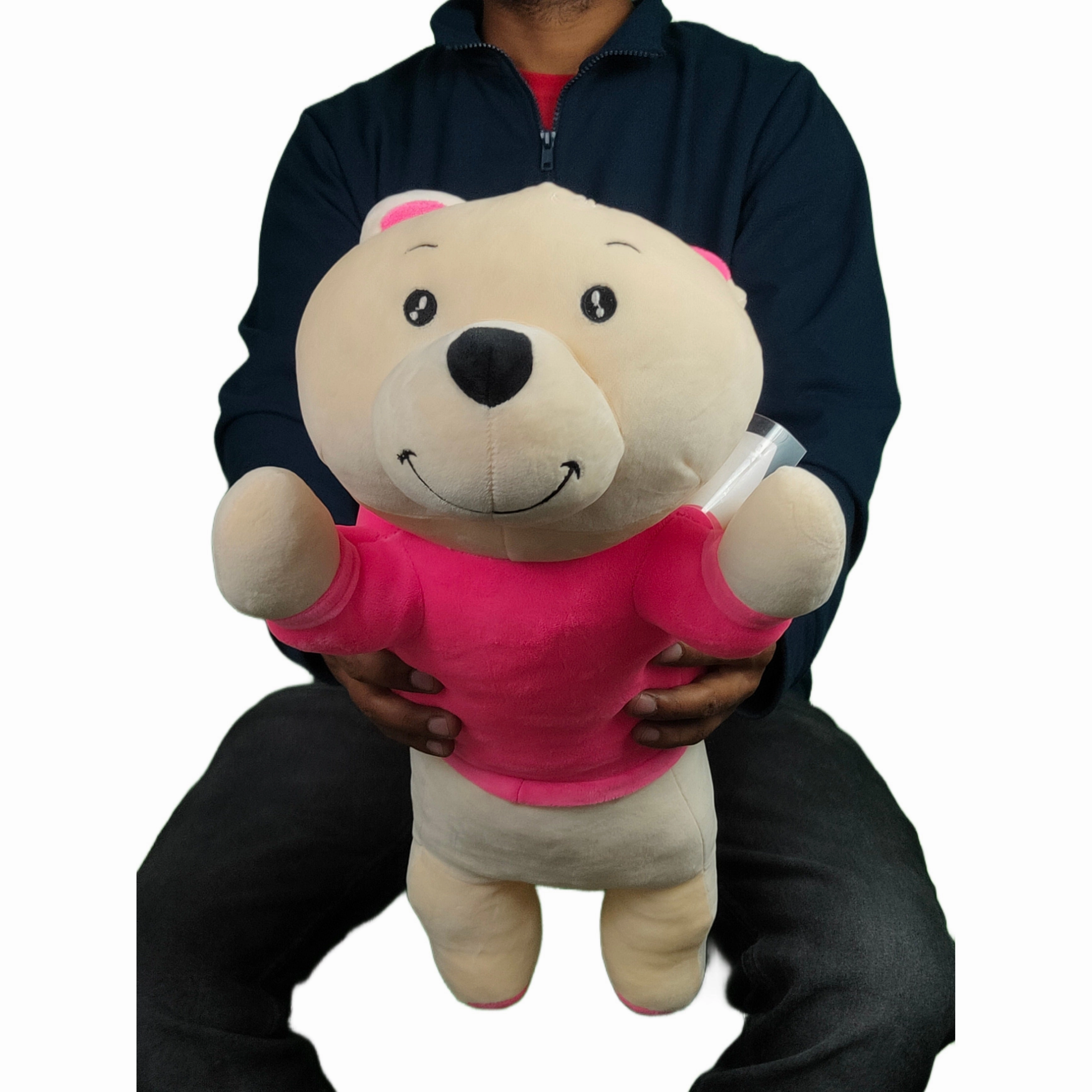 Play Hour Bogo Bear Pillow Plush Soft Toy with I Love You Text for Ages 5 Years and Up - Pink, 60cm