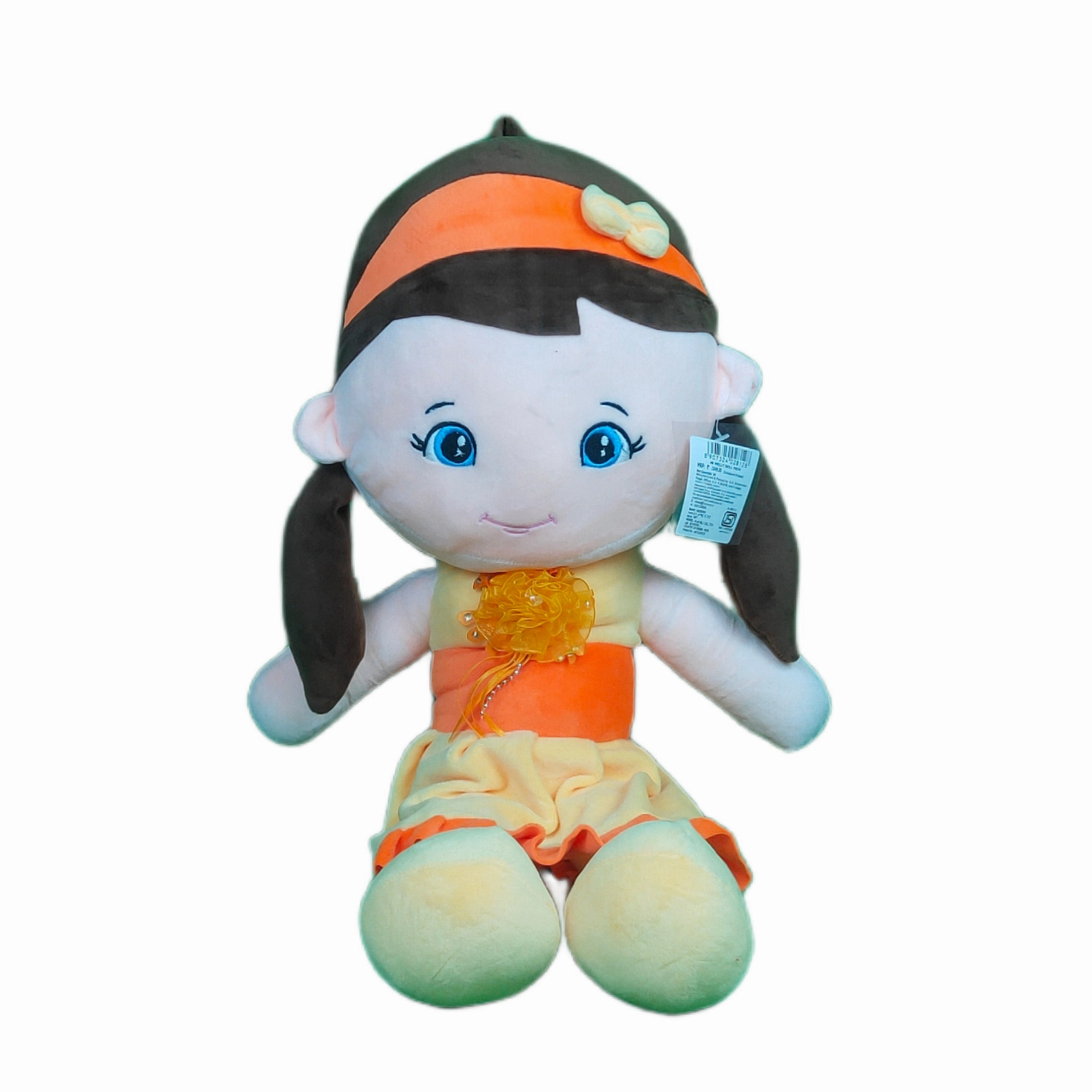 Play Hour Melly Rag Doll Plush Soft Toy Wearing Yellow & Orange Frock for Ages 3 Years and Up, 70cm
