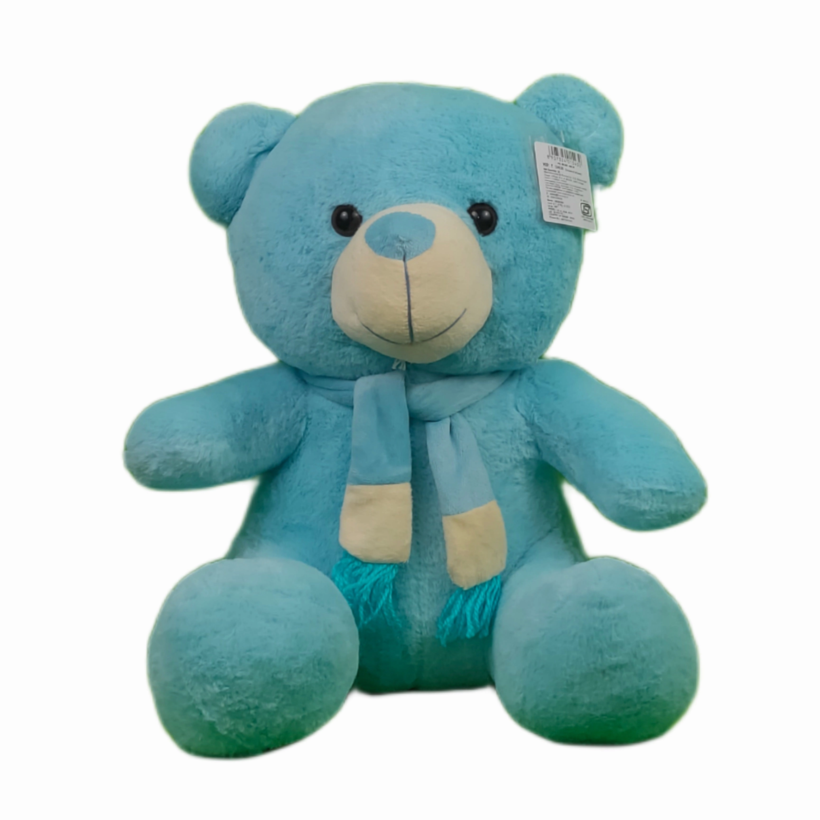 Play Hour Teddy Bear Plush Soft Toy with Muffler for Ages 3 Years and Up - Sky, 40cm