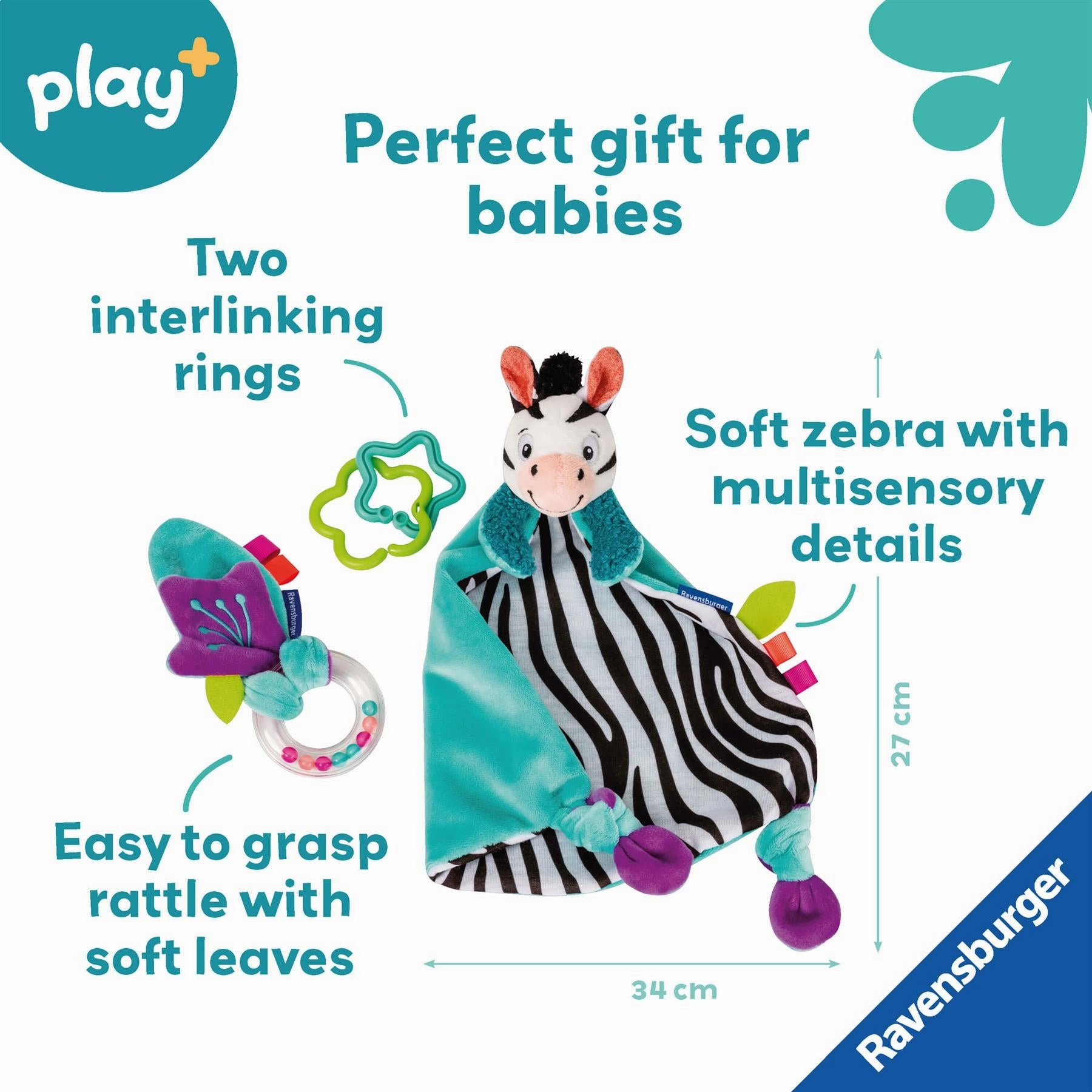 Play  My First Snuggle Friend: Zebra Blanket and Rattle Set for Babies