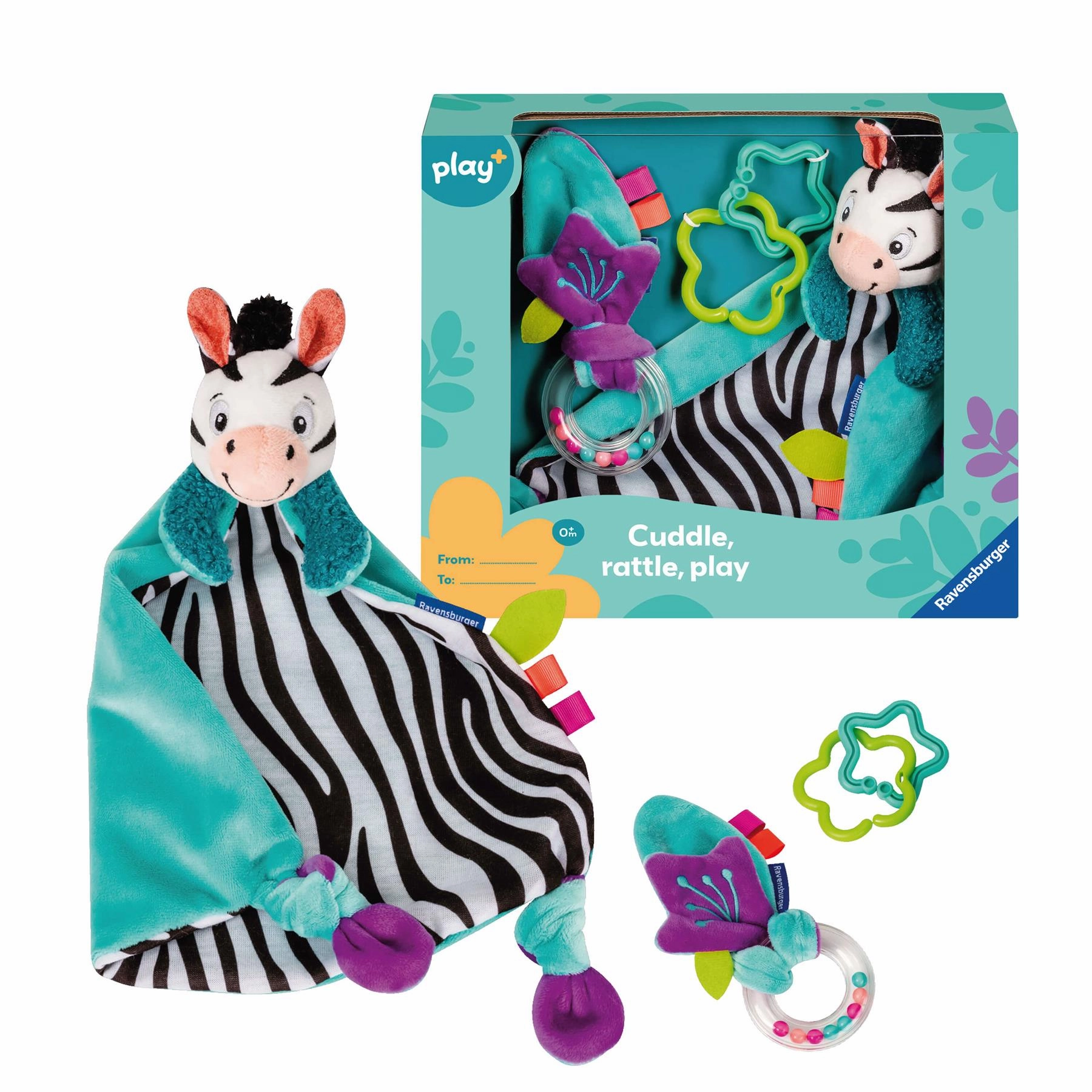 Play  My First Snuggle Friend: Zebra Blanket and Rattle Set for Babies