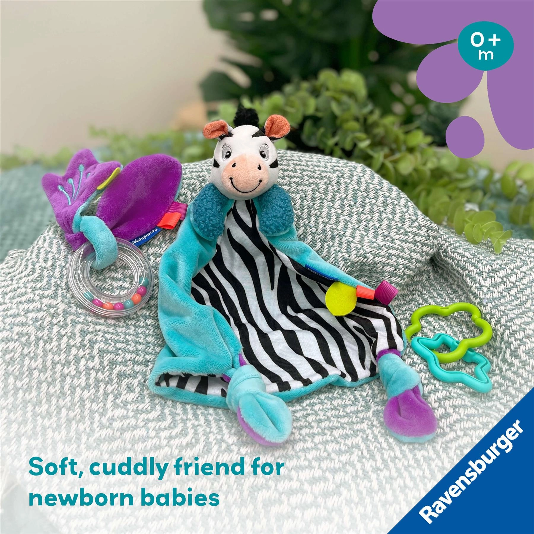 Play  My First Snuggle Friend: Zebra Blanket and Rattle Set for Babies
