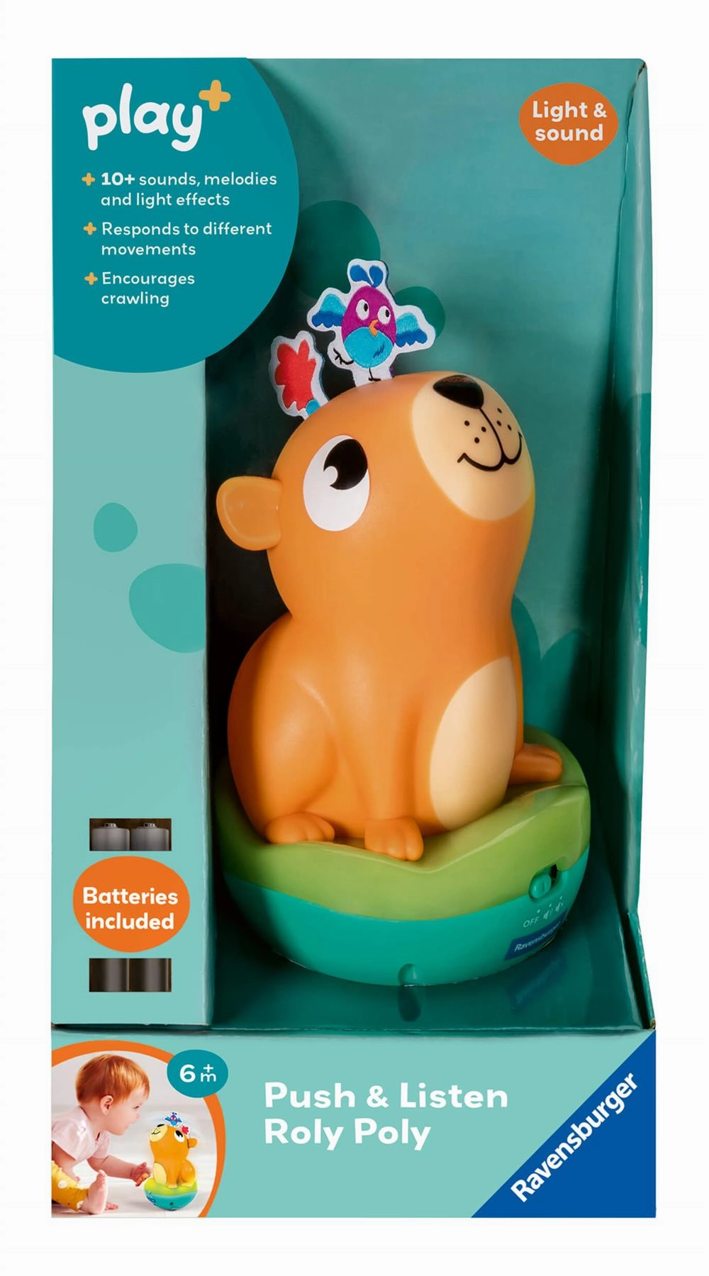 Play  Push & Listen Roly Poly Capybara with Light & Sound for Ages 6M 