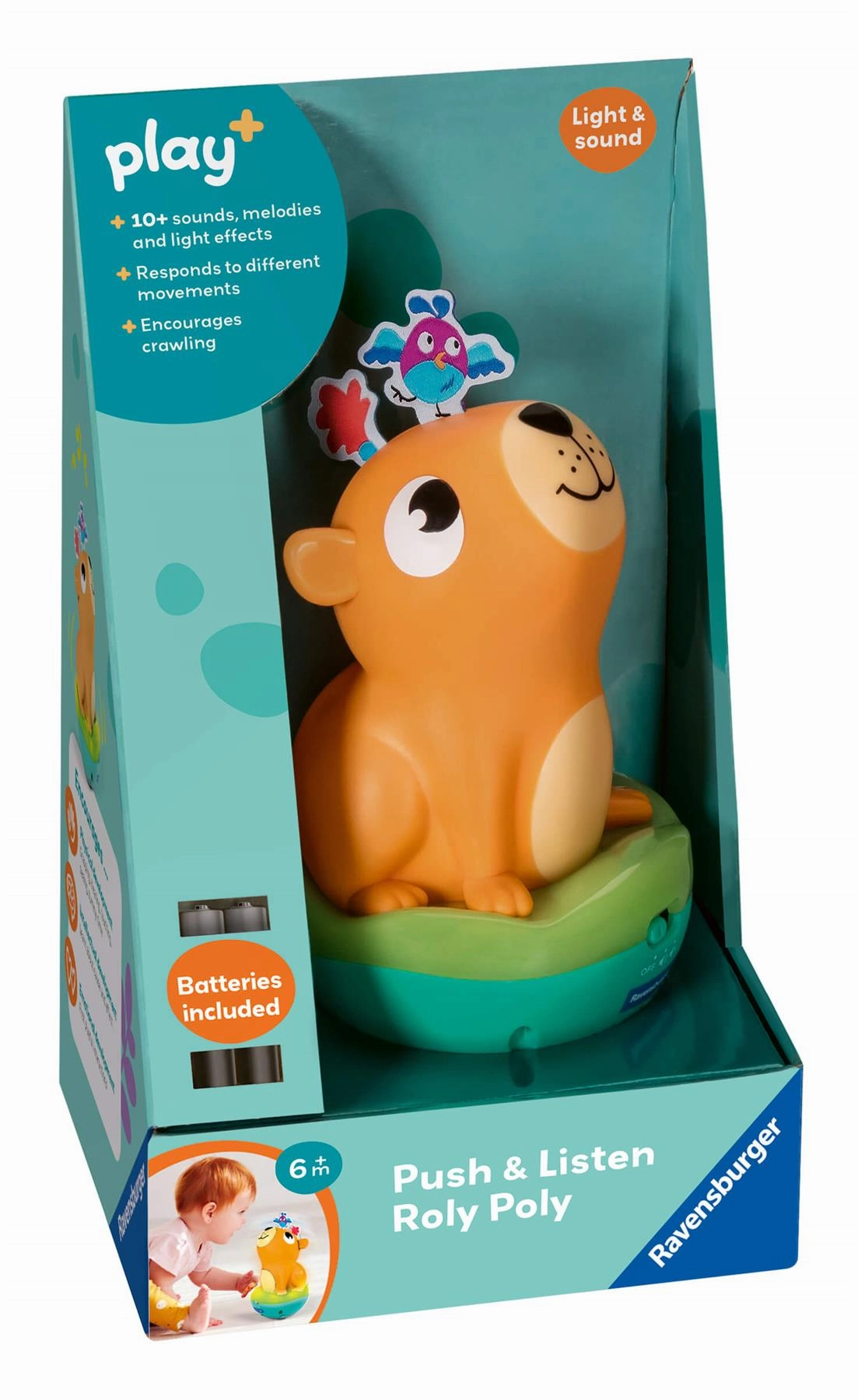 Play  Push & Listen Roly Poly Capybara with Light & Sound for Ages 6M 