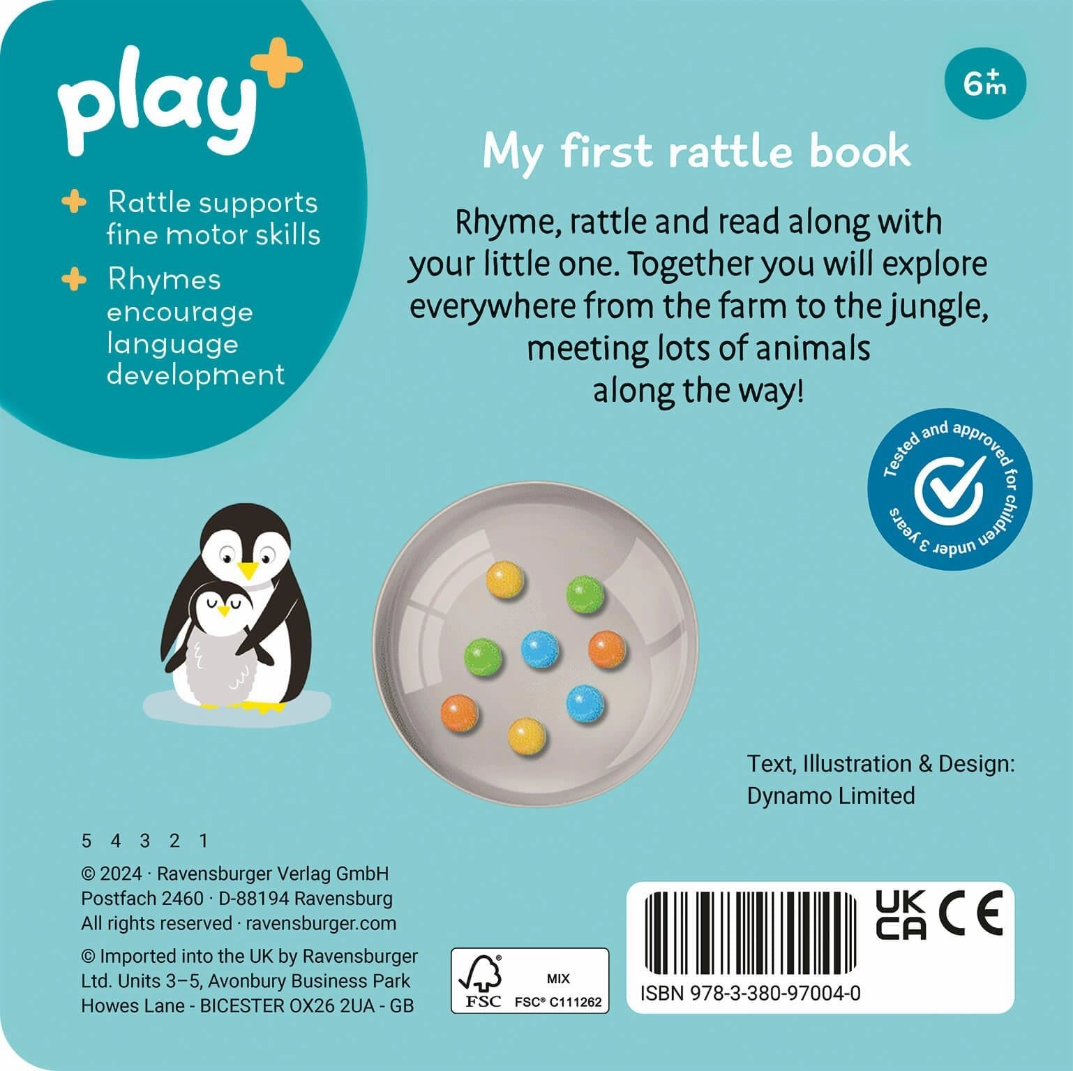 Play  Ready, Steady, Shake First Animals Board Book w/ Rattle for 6M 