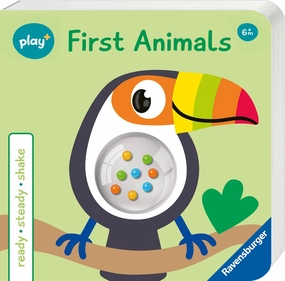 Play  Ready, Steady, Shake First Animals Board Book w/ Rattle for 6M 