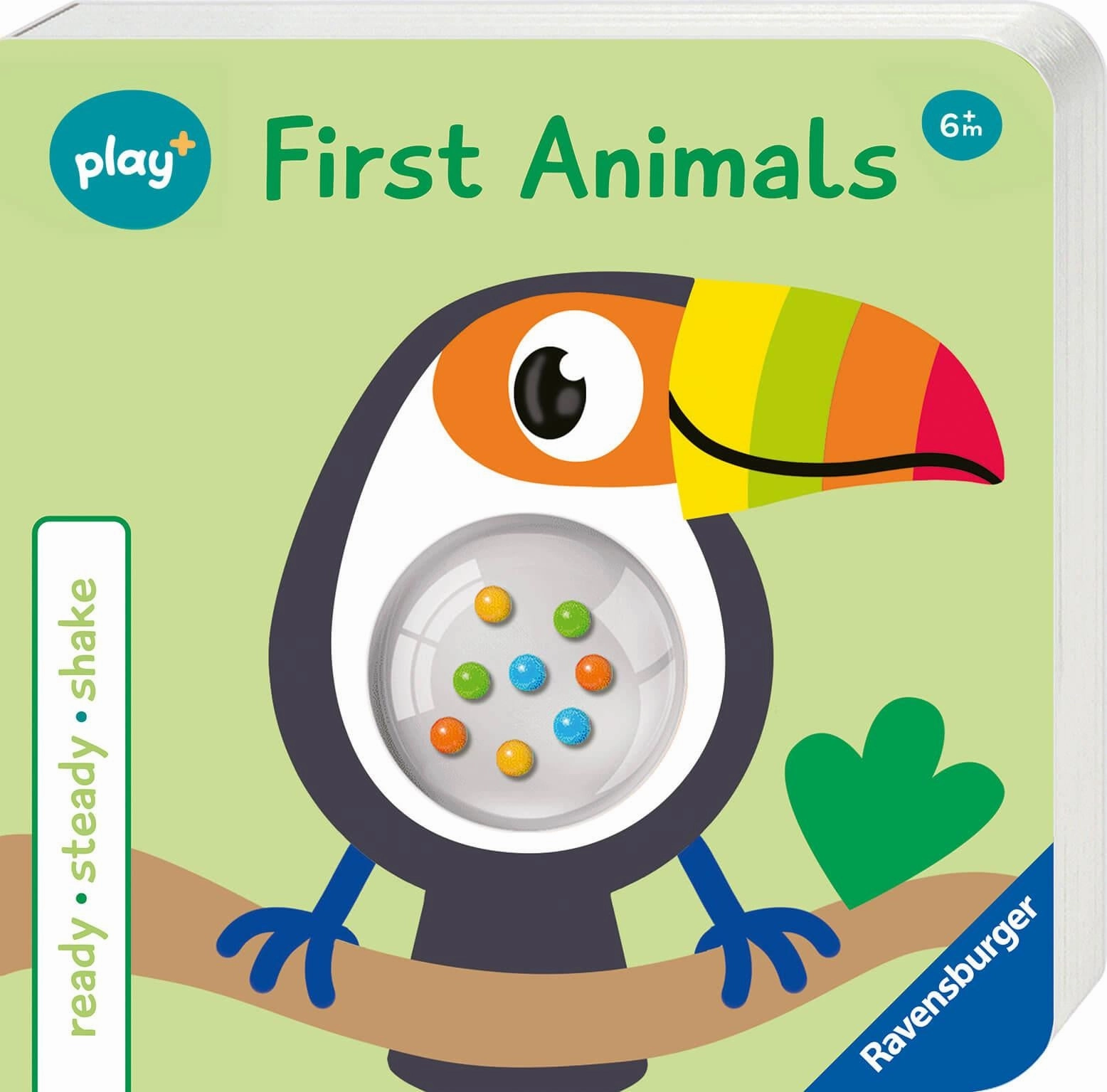Play  Ready, Steady, Shake First Animals Board Book w/ Rattle for 6M 