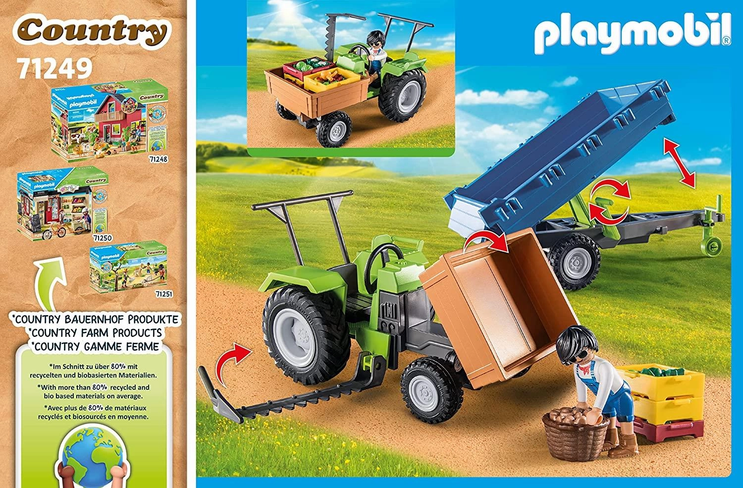 Playmobil Country 71249 Harvester Tractor with Trailer for Ages 4 & Up