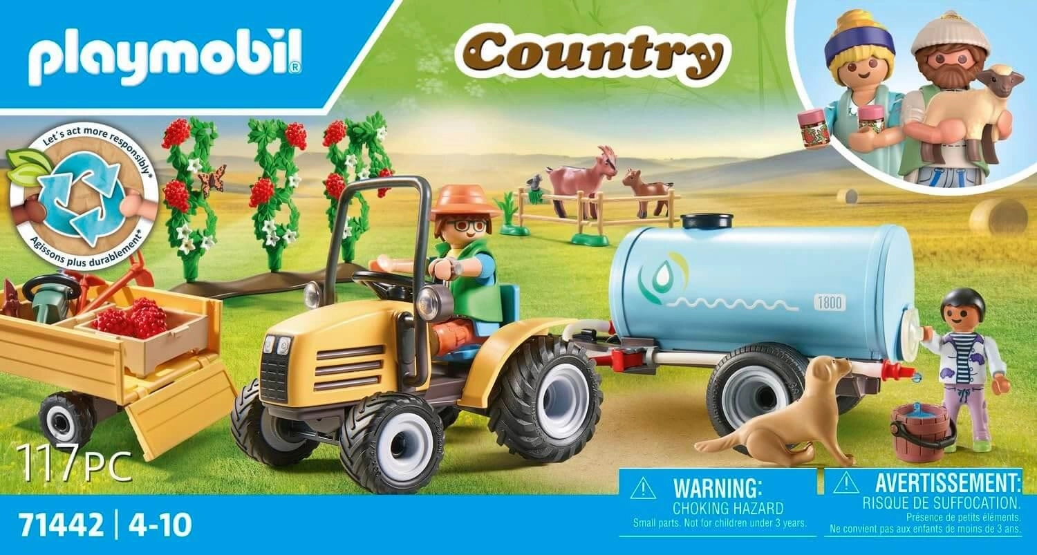 Playmobil Country 71442 Tractor with Trailer & Water Tank for Ages 4 