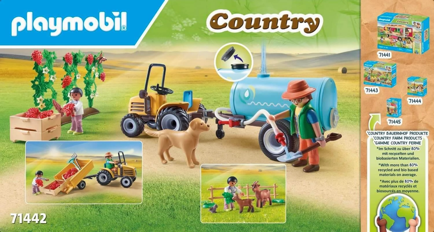 Playmobil Country 71442 Tractor with Trailer & Water Tank for Ages 4 