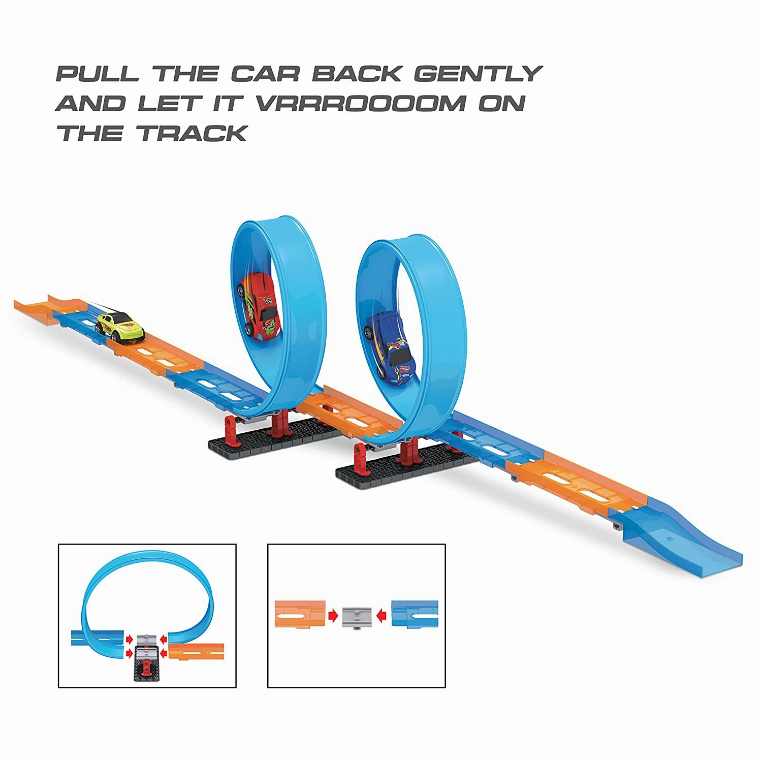 Playzu Track Champion  34pcs Double 360 Degree Loops Racing Track Game with Building Block Sets