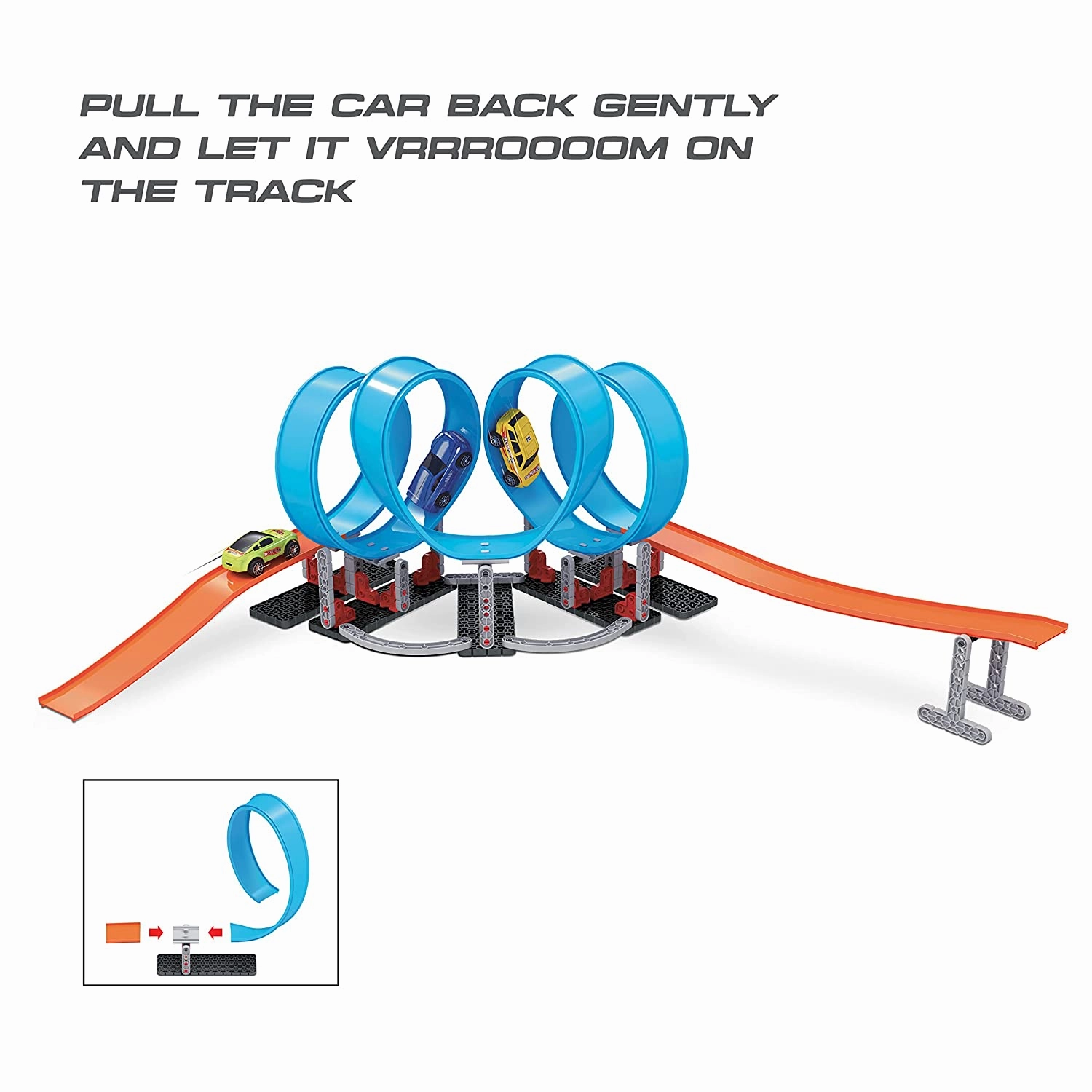 Playzu Track Champion  68pcs Four 360 Degree Loops Racing Track Game with Building Block Sets