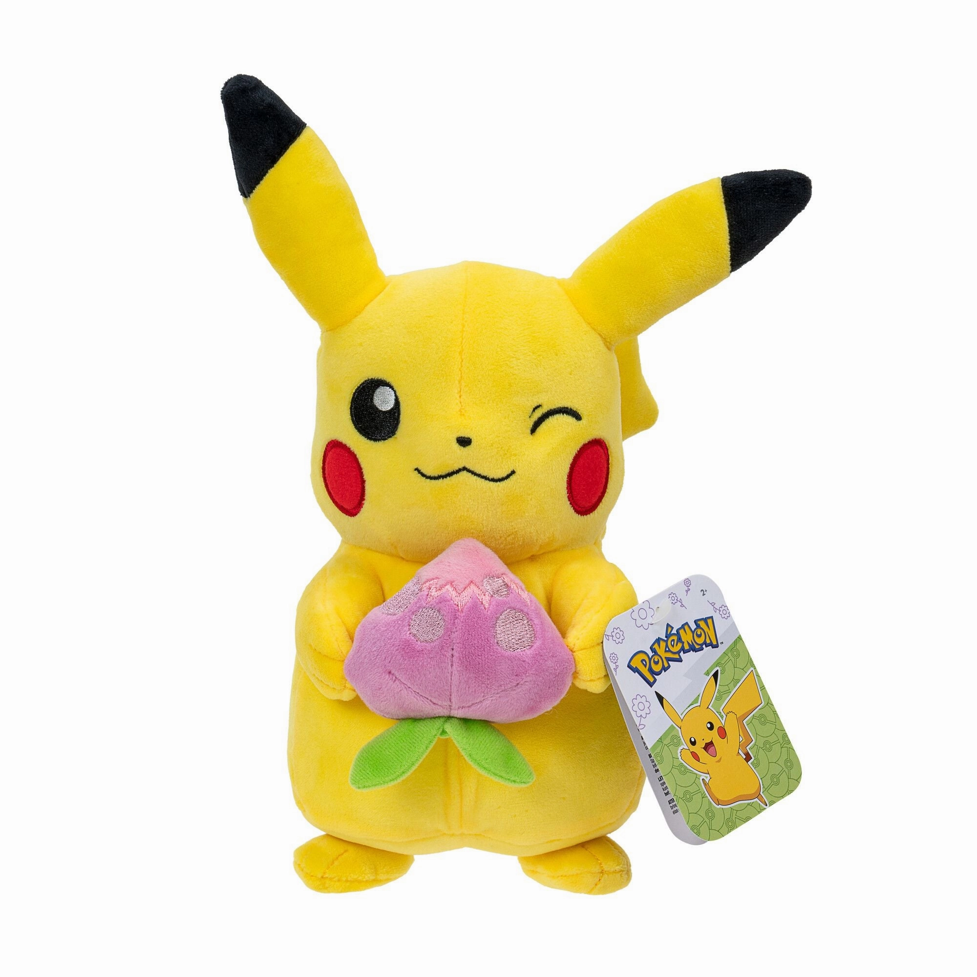 Pokemon 20cm Spring Plush Pikachu Holding Pecha Berry