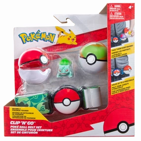 Pokemon Clip N Go Poke Ball Belt Set - Nest Ball & Poke Ball With Bulbasaur