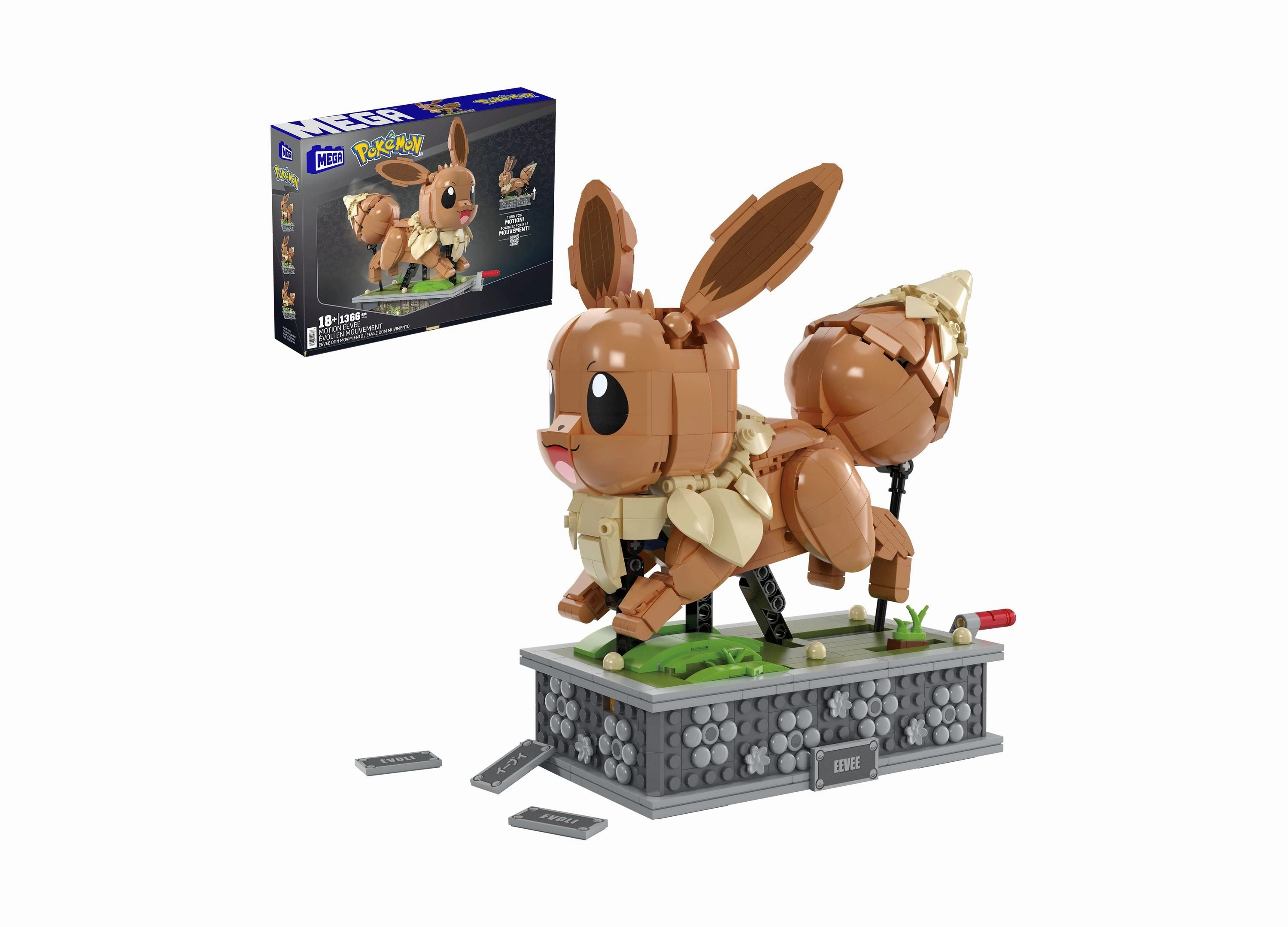 Pokemon MEGA Motion Eevee Building Toy Kit - 1366 Pieces for Collectors