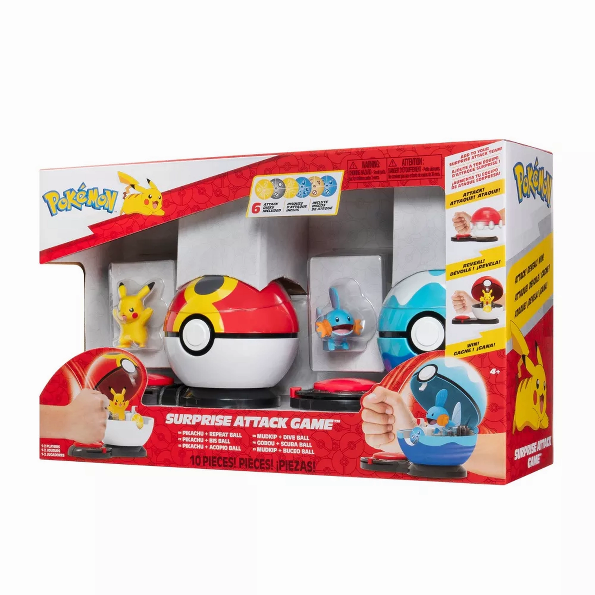 Pokemon Surprise Attack Poke Ball Battle Game Pikachu #9 & Mudkip With Repeat Ball & Dive Ball