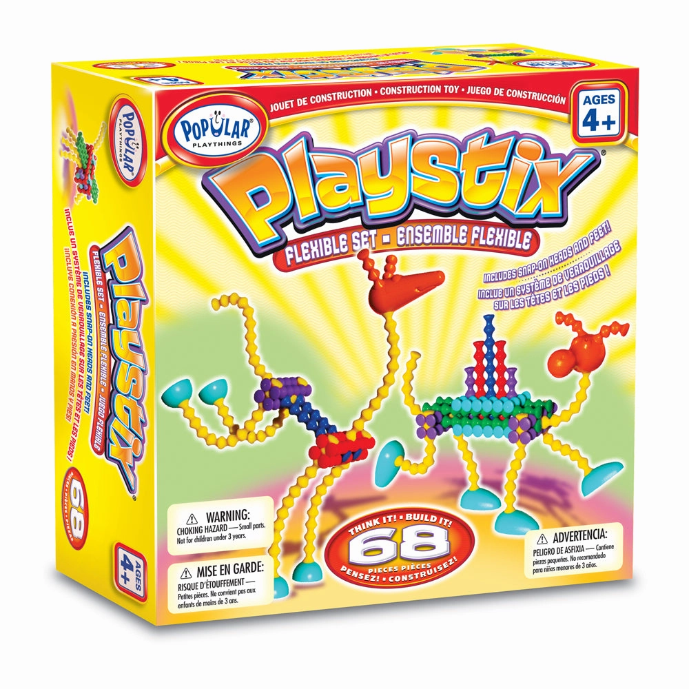 Popular Playthings Playstix Flexible Set - 68 Piece Construction Toy