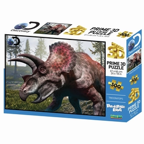 Prime 3D Super 3D 500 Piece 3D Puzzle Prehistoric Era Triceratops