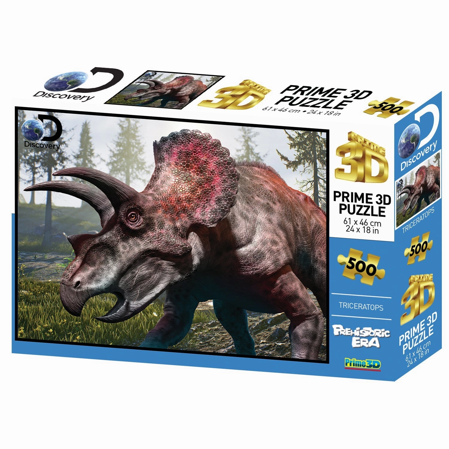 Prime 3D Super 3D 500 Piece 3D Puzzle Prehistoric Era Triceratops