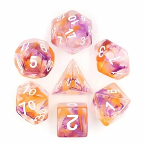 Purple and Orange Swirl RPG Dice