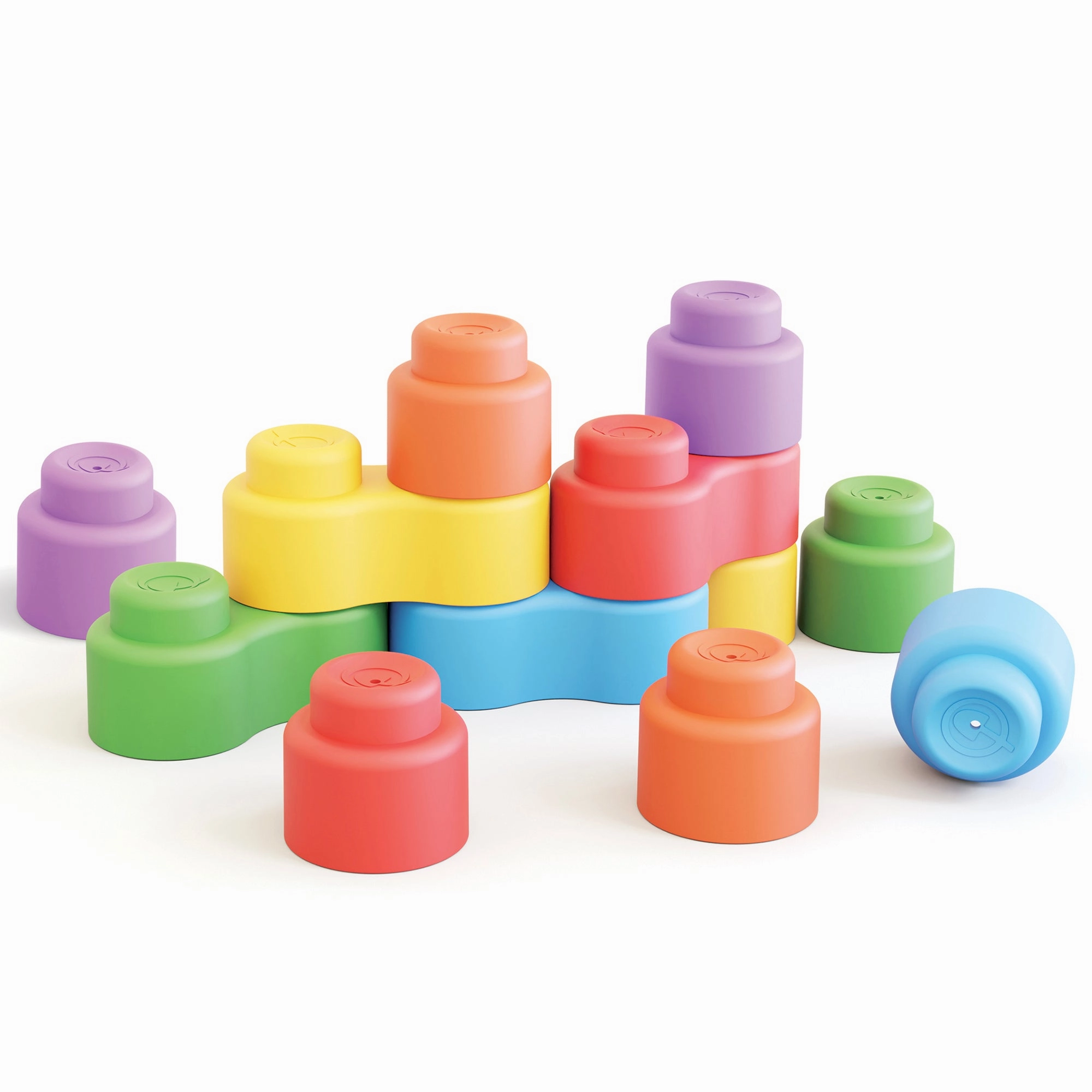 Quercetti Momy Soft - 12 Piece Colorful Blocks Set for Babies