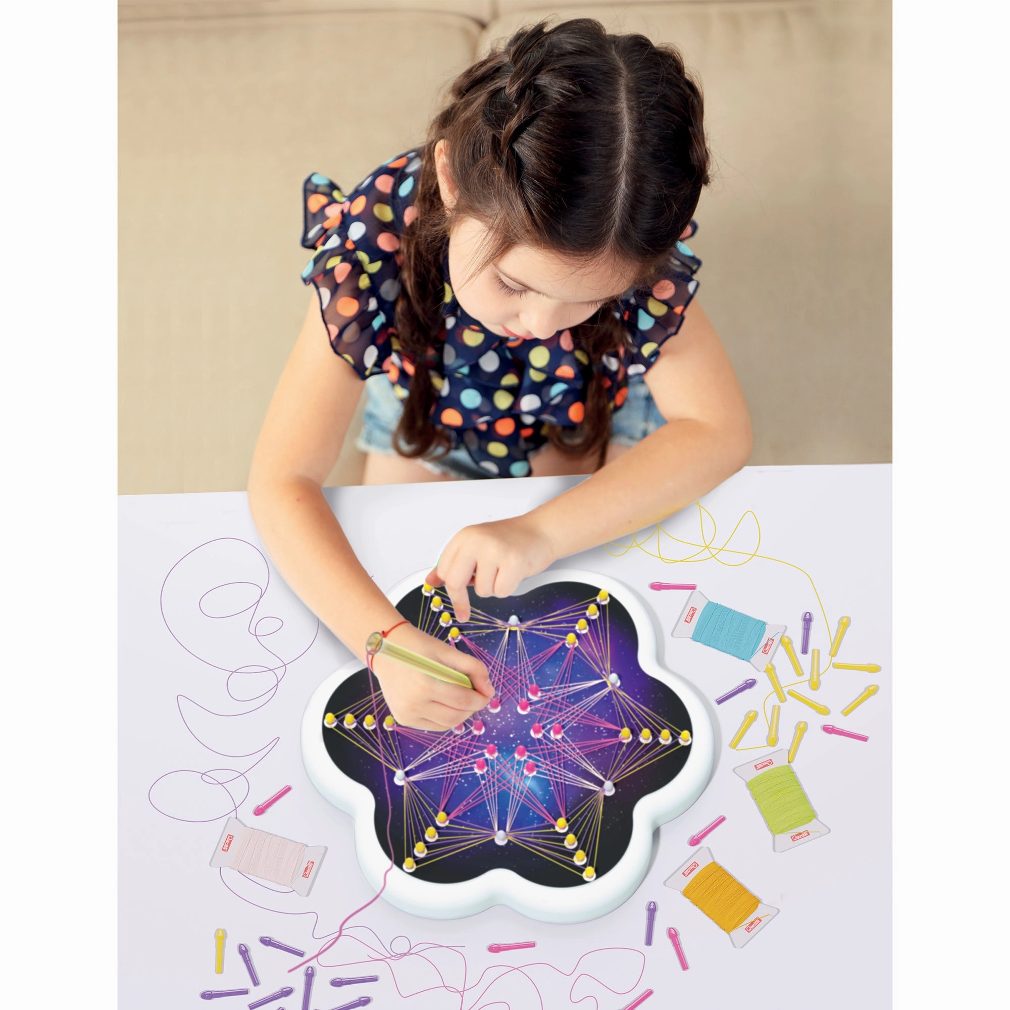 Quercetti Play Creativo String Art Mandala Craft Set - Colorful Design Fun