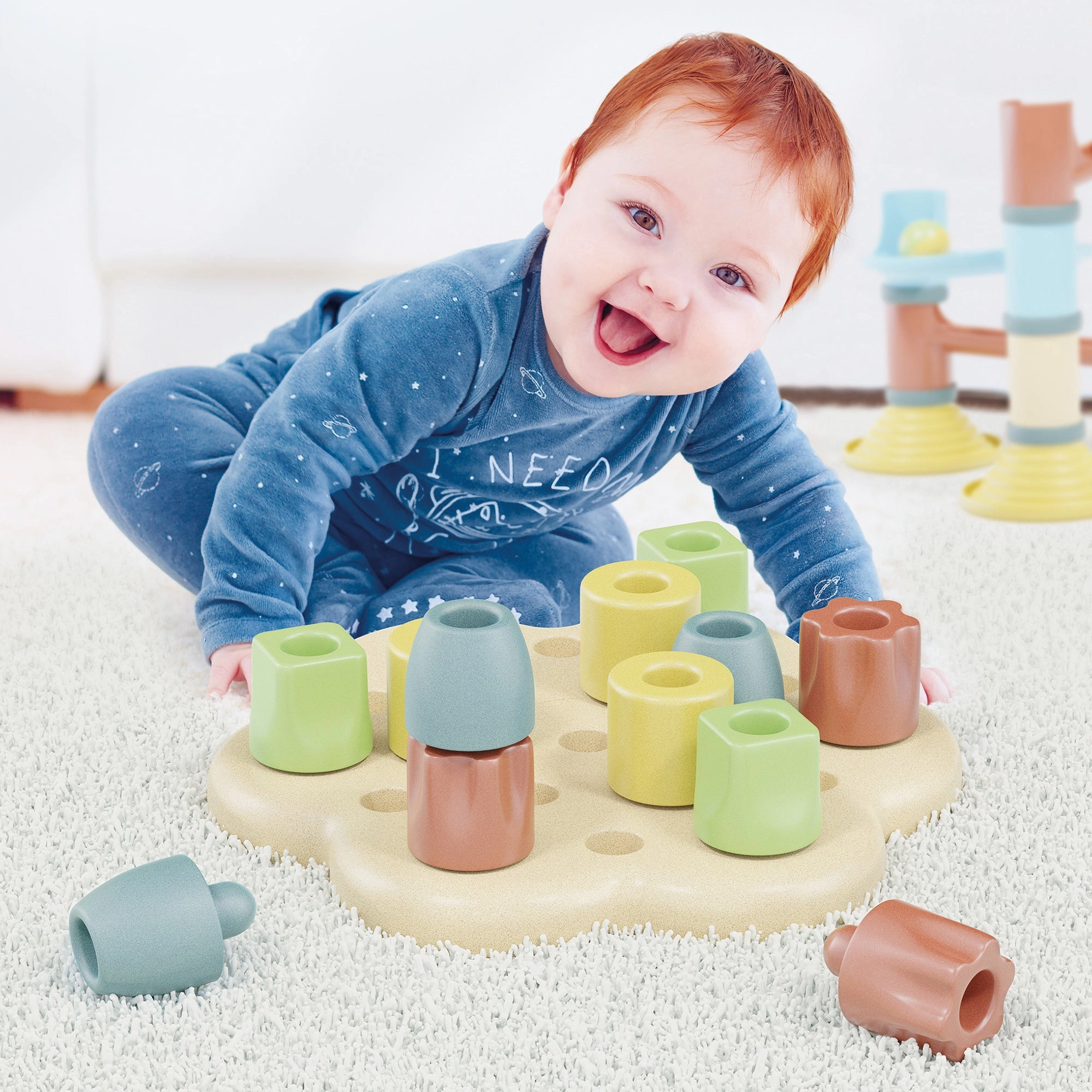Quercetti PlayBio Chunky Peggy - Eco-Friendly Sorting and Stacking Toy