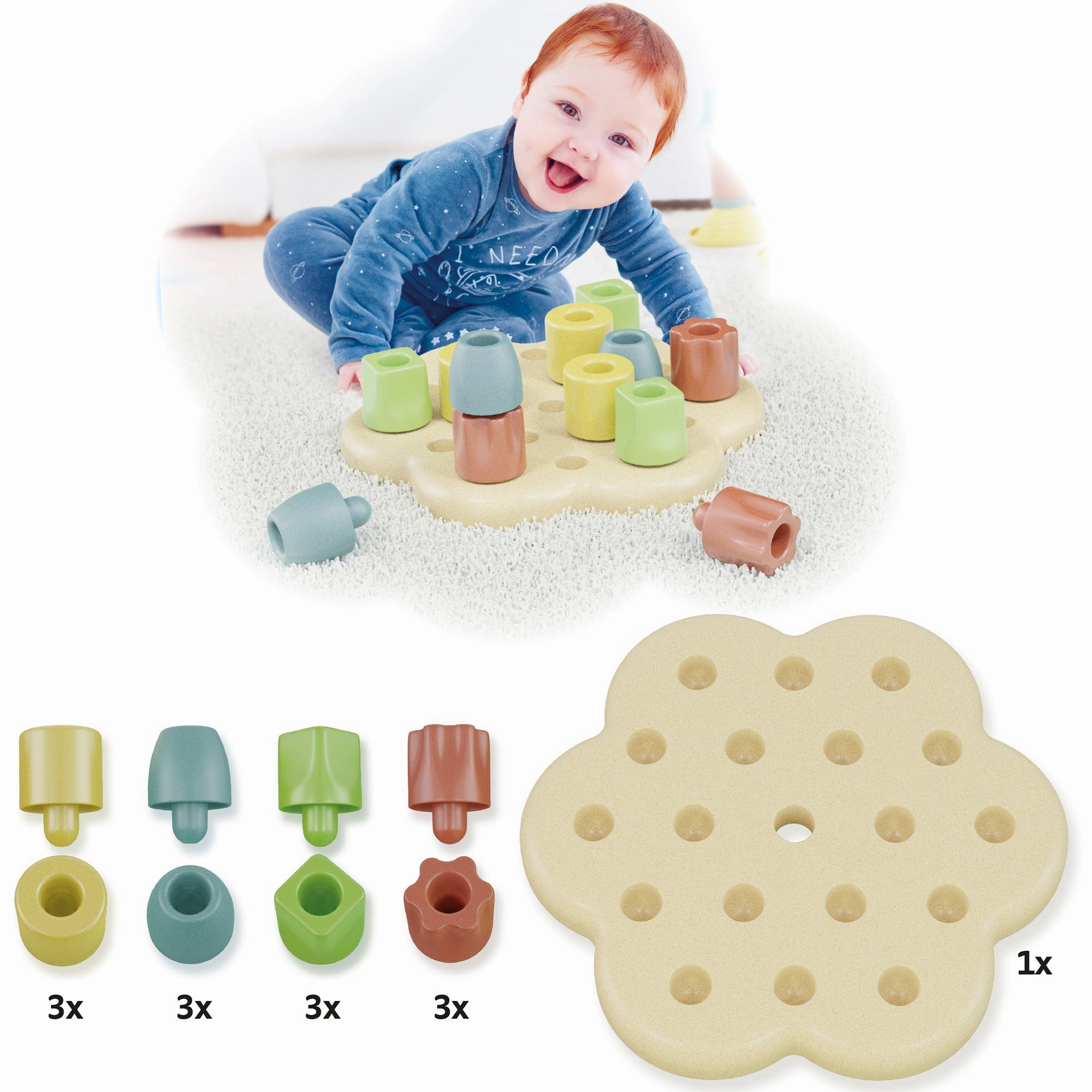 Quercetti PlayBio Chunky Peggy - Eco-Friendly Sorting and Stacking Toy