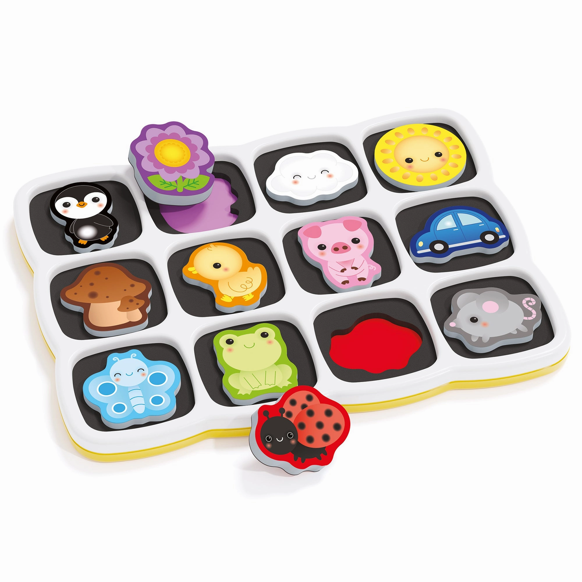 Quercetti Smart Puzzle First Colors 13pc Double-Sided Magnetic Animal & Car