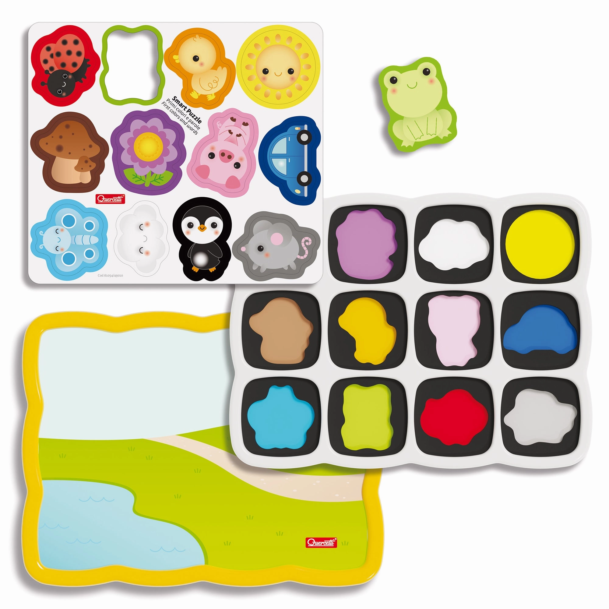 Quercetti Smart Puzzle First Colors 13pc Double-Sided Magnetic Animal & Car