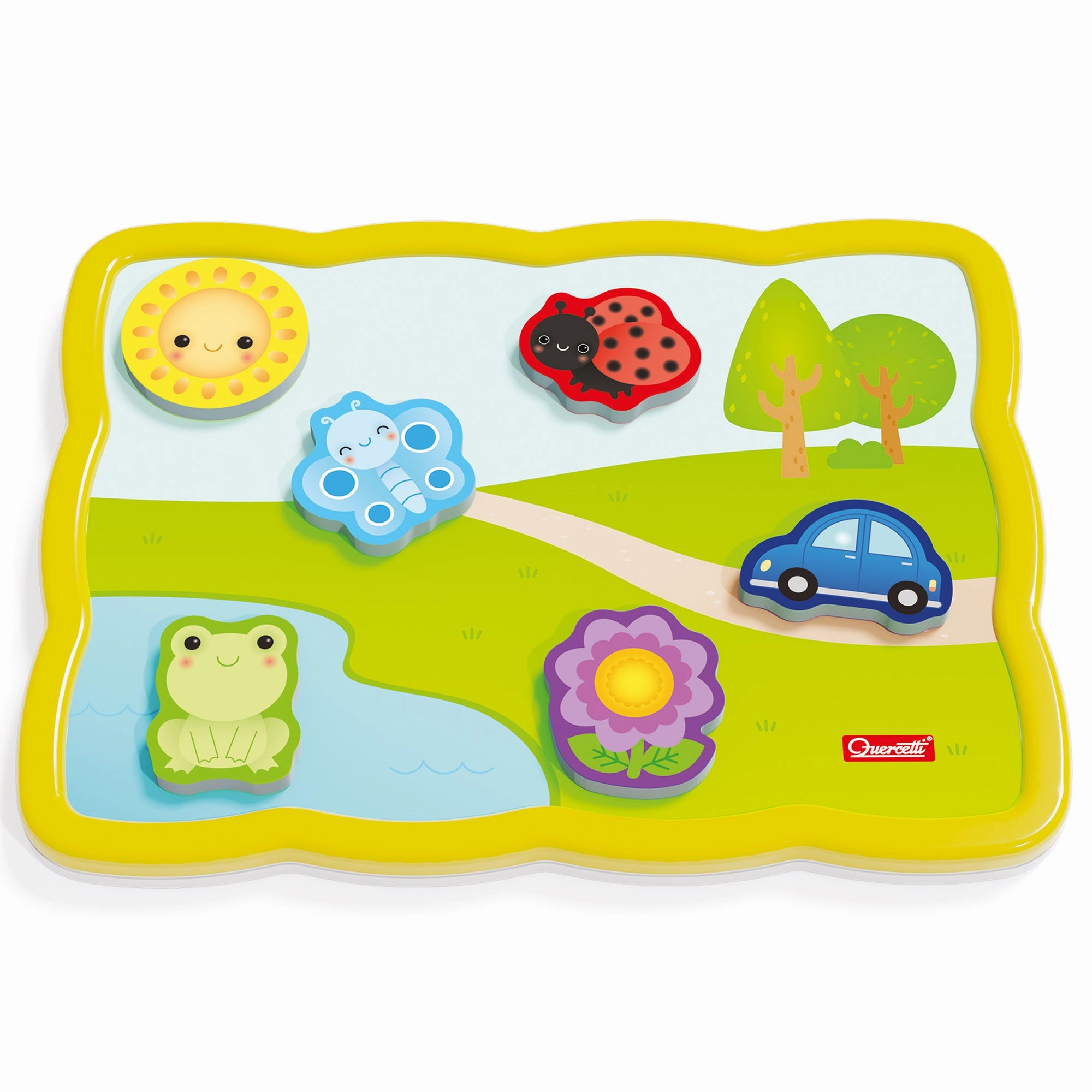Quercetti Smart Puzzle First Colors 13pc Double-Sided Magnetic Animal & Car