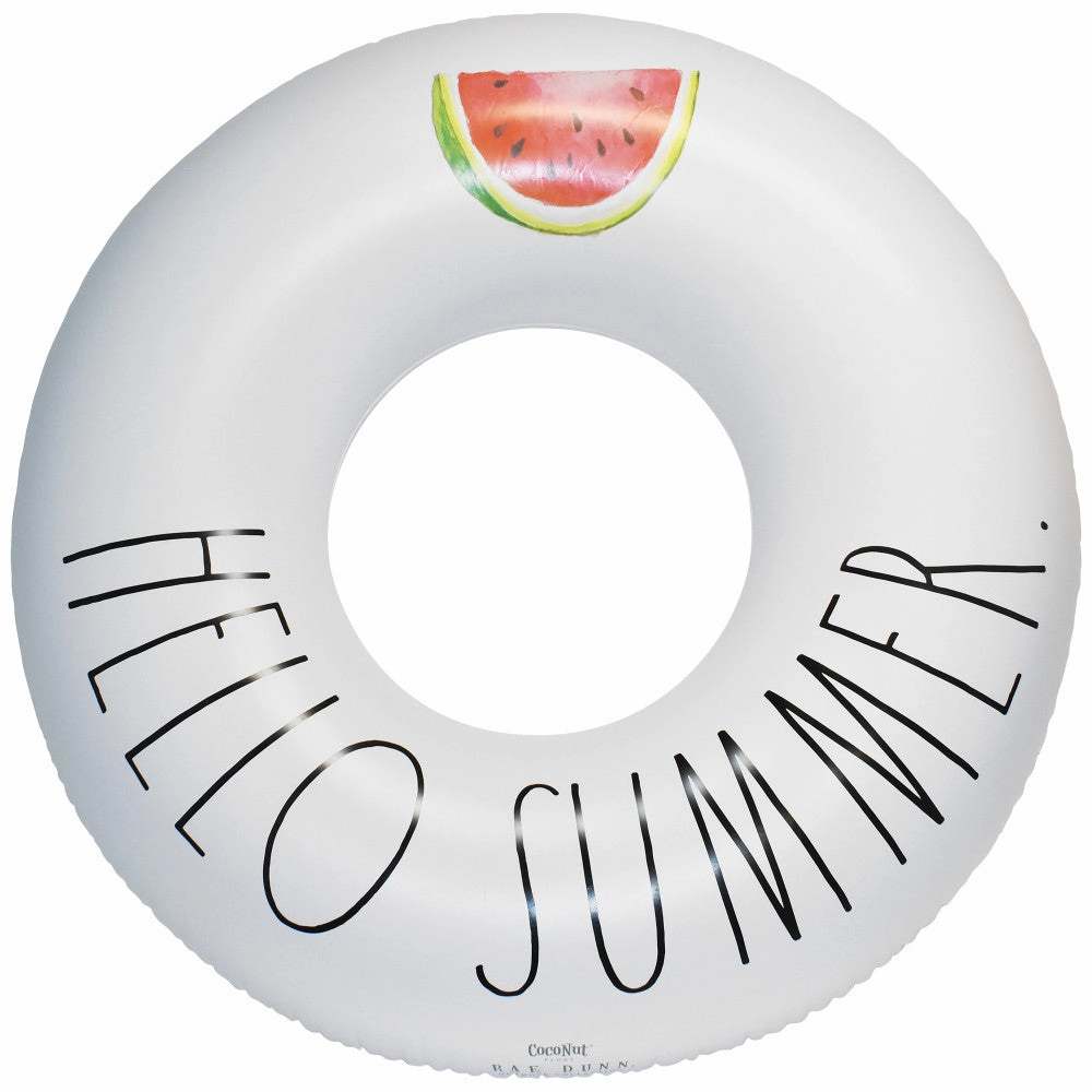 Rae Dunn Hello Summer 48" Inflatable Ring Float - Durable Anti-Leak Design