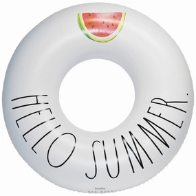 Rae Dunn Hello Summer 48" Inflatable Ring Float - Durable Anti-Leak Design