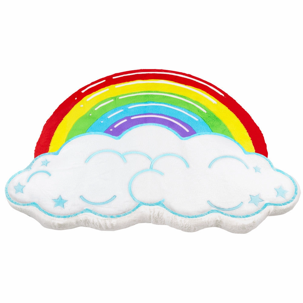 Rainbow Cloud FluffyFloor Cushion: Plush Inflatable Floor Pillow for Kids