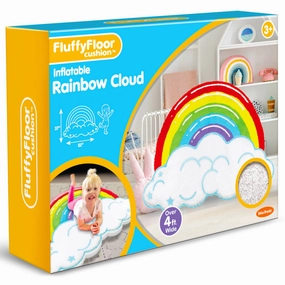 Rainbow Cloud FluffyFloor Cushion: Plush Inflatable Floor Pillow for Kids