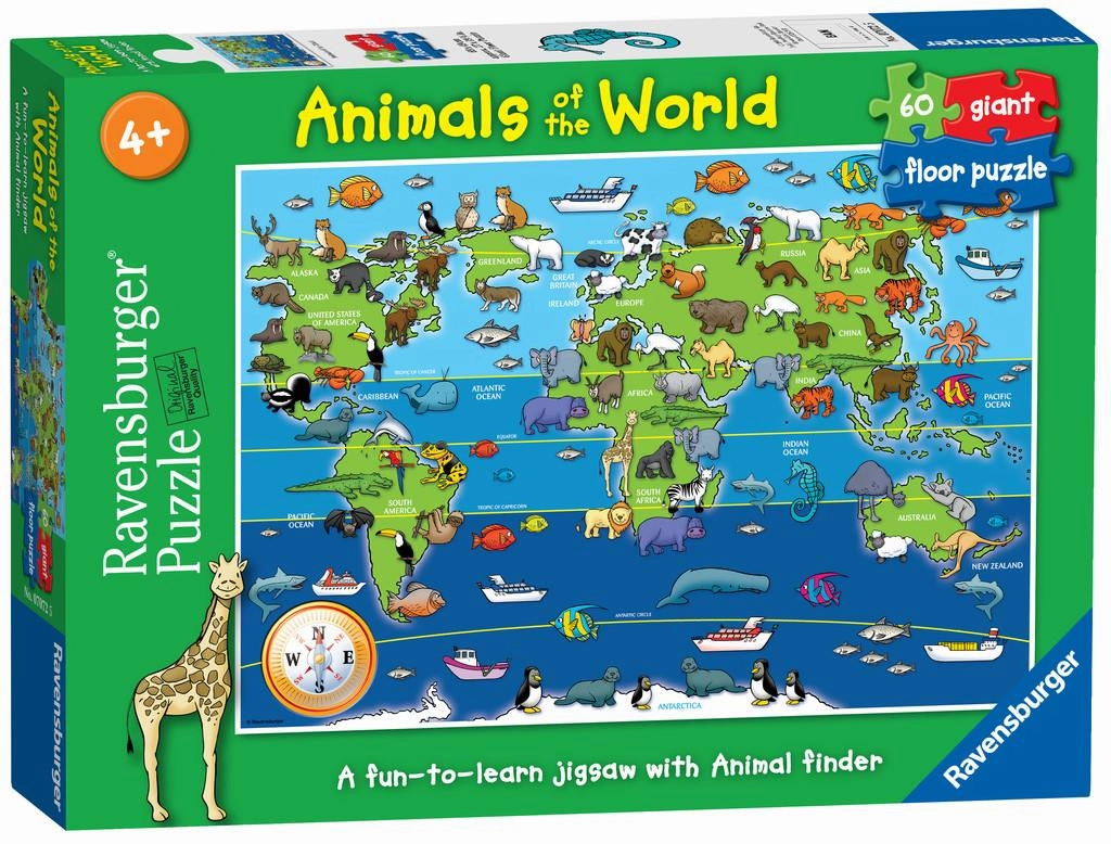 Ravensburger Animals of the World 60 Piece Floor Puzzle for Age 4 & Up